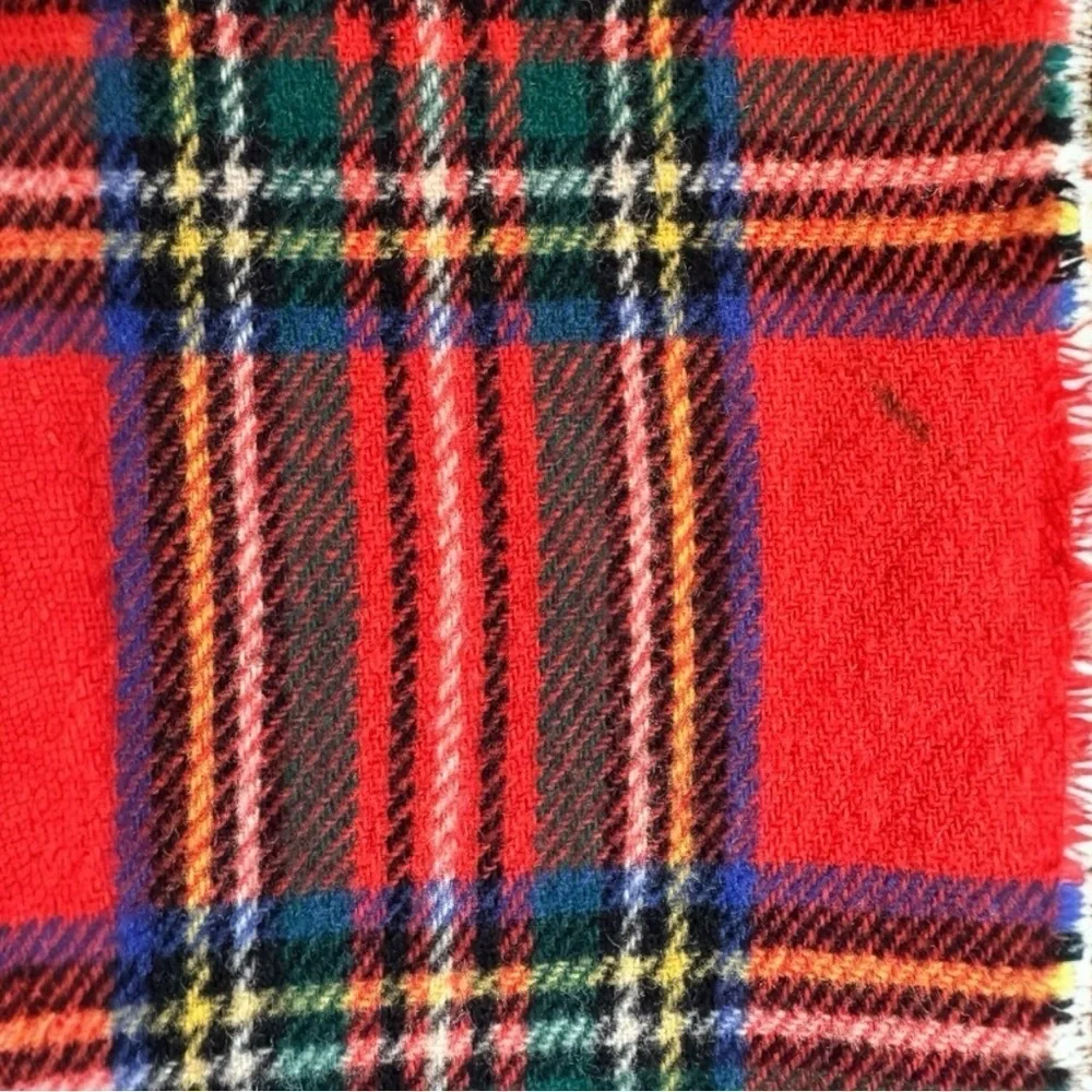 VINTAGE Youth Park Red Tartan Plaid Scarf